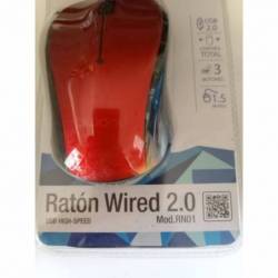Raton Cable Usb Rojo