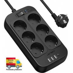 Regleta 6 Enchufes Y 3...